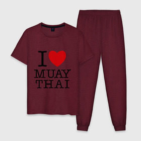 Мужская пижама хлопок с принтом I love Muay Thai в Курске, 100% хлопок | брюки и футболка прямого кроя, без карманов, на брюках мягкая резинка на поясе и по низу штанин
 | муай тай