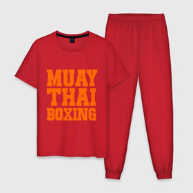 Мужская пижама хлопок с принтом Muay Thai Boxing в Курске, 100% хлопок | брюки и футболка прямого кроя, без карманов, на брюках мягкая резинка на поясе и по низу штанин
 | емельяненко | муай тай