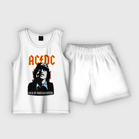Детская пижама с шортами хлопок с принтом AC DC   Lock up your daughters в Курске,  |  | ac dc | acdc | acds | acdsee | asds | heavy metal | metal | rock | trash metal | квартет | метал | рок | рок группа | рок группы | трэш метал | хеви метал | эйсидиси
