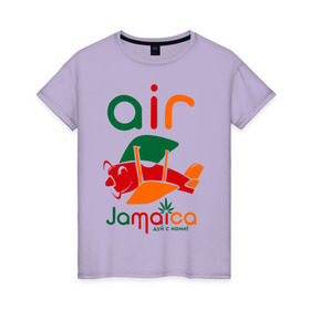 Женская футболка хлопок с принтом Самолетик в Курске, 100% хлопок | прямой крой, круглый вырез горловины, длина до линии бедер, слегка спущенное плечо | jamaica | самолет | самолетик | ямайка