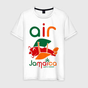 Мужская футболка хлопок с принтом Самолетик в Курске, 100% хлопок | прямой крой, круглый вырез горловины, длина до линии бедер, слегка спущенное плечо. | jamaica | самолет | самолетик | ямайка