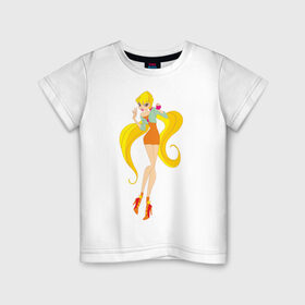 Детская футболка хлопок с принтом Stella в Курске, 100% хлопок | круглый вырез горловины, полуприлегающий силуэт, длина до линии бедер | stella | stellaвинкс | winx | стелла