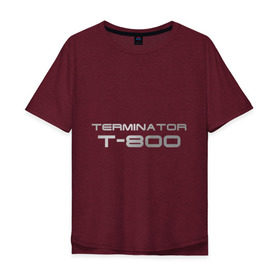 Мужская футболка хлопок Oversize с принтом Терминатор Т-800 в Курске, 100% хлопок | свободный крой, круглый ворот, “спинка” длиннее передней части | terminator | терминатор