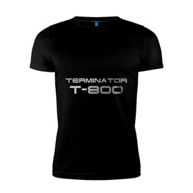 Мужская футболка премиум с принтом Терминатор Т-800 в Курске, 92% хлопок, 8% лайкра | приталенный силуэт, круглый вырез ворота, длина до линии бедра, короткий рукав | Тематика изображения на принте: terminator | терминатор