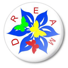Значок с принтом Мечта в Курске,  металл | круглая форма, металлическая застежка в виде булавки | dream | бабочки | мечтать | цветок | цветочек | цветы