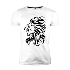 Мужская футболка премиум с принтом Лев чандр в Курске, 92% хлопок, 8% лайкра | приталенный силуэт, круглый вырез ворота, длина до линии бедра, короткий рукав | голова льва | лев | лев чандр