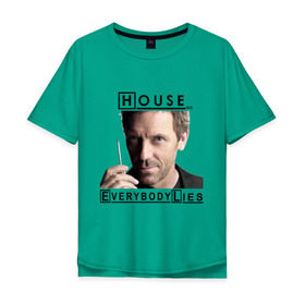 Мужская футболка хлопок Oversize с принтом House idea в Курске, 100% хлопок | свободный крой, круглый ворот, “спинка” длиннее передней части | everybody lies | haus | house | все лгут | доктор | хауз | хаус | хью лори