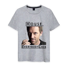 Мужская футболка хлопок с принтом House idea в Курске, 100% хлопок | прямой крой, круглый вырез горловины, длина до линии бедер, слегка спущенное плечо. | everybody lies | haus | house | все лгут | доктор | хауз | хаус | хью лори