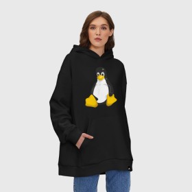 Худи SuperOversize хлопок с принтом Linux (7) в Курске, 70% хлопок, 30% полиэстер, мягкий начес внутри | карман-кенгуру, эластичная резинка на манжетах и по нижней кромке, двухслойный капюшон
 | пингвин