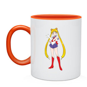 Кружка двухцветная с принтом Sailor moon (1) в Курске, керамика | объем — 330 мл, диаметр — 80 мм. Цветная ручка и кайма сверху, в некоторых цветах — вся внутренняя часть | Тематика изображения на принте: аниме | сейлор мун | сэйлор мун