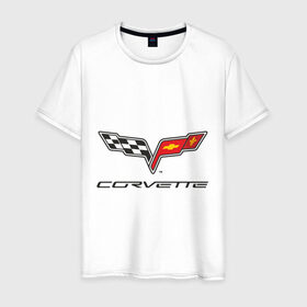 Мужская футболка хлопок с принтом Corvette в Курске, 100% хлопок | прямой крой, круглый вырез горловины, длина до линии бедер, слегка спущенное плечо. | 