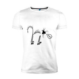 Мужская футболка премиум с принтом Кот рыбак в Курске, 92% хлопок, 8% лайкра | приталенный силуэт, круглый вырез ворота, длина до линии бедра, короткий рукав | кот рыбаккот | котик | котэ | кошак | рыба | рыбак | рыбка