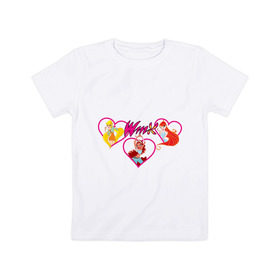 Детская футболка хлопок с принтом Winx (2) в Курске, 100% хлопок | круглый вырез горловины, полуприлегающий силуэт, длина до линии бедер | 