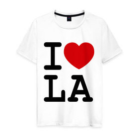 Мужская футболка хлопок с принтом I love LA в Курске, 100% хлопок | прямой крой, круглый вырез горловины, длина до линии бедер, слегка спущенное плечо. | i love | i love la | i love los angiles | los angiles | лос анджелес | я люблю лос анджелес