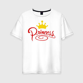 Женская футболка хлопок Oversize с принтом Princess (4) в Курске, 100% хлопок | свободный крой, круглый ворот, спущенный рукав, длина до линии бедер
 | princess | девушка | королева | корона | подарок девушке