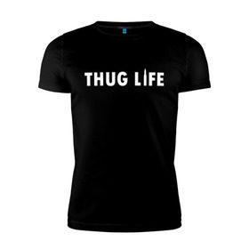 Мужская футболка премиум с принтом Thug life в Курске, 92% хлопок, 8% лайкра | приталенный силуэт, круглый вырез ворота, длина до линии бедра, короткий рукав | Тематика изображения на принте: gangsta | gansta | hip | hip hop | hop | rap | пуля | реп | рэп | рэпчина | хип | хип хоп