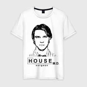 Мужская футболка хлопок с принтом House m.d. Чейз в Курске, 100% хлопок | прямой крой, круглый вырез горловины, длина до линии бедер, слегка спущенное плечо. | house | house md | все врут | доктор хауз | доктор хаус | хаус | хью лори | чейз