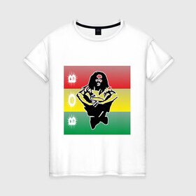 Женская футболка хлопок с принтом Bob Marley (3) в Курске, 100% хлопок | прямой крой, круглый вырез горловины, длина до линии бедер, слегка спущенное плечо | bob | bob marley | reggae | боб марли | музыка | раста | растаманские | регги