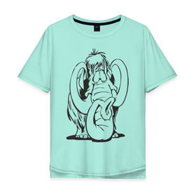 Мужская футболка хлопок Oversize с принтом Мамонтенок в Курске, 100% хлопок | свободный крой, круглый ворот, “спинка” длиннее передней части | слон