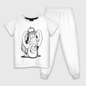 Детская пижама хлопок с принтом Мамонтенок в Курске, 100% хлопок |  брюки и футболка прямого кроя, без карманов, на брюках мягкая резинка на поясе и по низу штанин
 | Тематика изображения на принте: слон