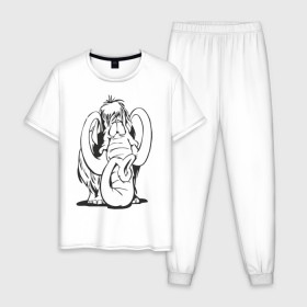 Мужская пижама хлопок с принтом Мамонтенок в Курске, 100% хлопок | брюки и футболка прямого кроя, без карманов, на брюках мягкая резинка на поясе и по низу штанин
 | слон