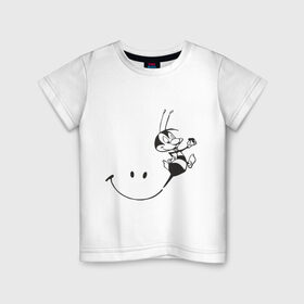 Детская футболка хлопок с принтом Пчелка в Курске, 100% хлопок | круглый вырез горловины, полуприлегающий силуэт, длина до линии бедер | пчела | пчелка | улыбка
