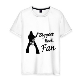 Мужская футболка хлопок с принтом Rock Fan в Курске, 100% хлопок | прямой крой, круглый вырез горловины, длина до линии бедер, слегка спущенное плечо. | rock | крупнейший рок поклонник | музыка | рок | рок музыка | фанат | фанат рока