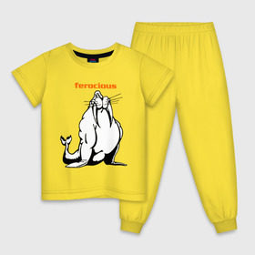 Детская пижама хлопок с принтом Самый сильный в Курске, 100% хлопок |  брюки и футболка прямого кроя, без карманов, на брюках мягкая резинка на поясе и по низу штанин
 | ferocious | дикий | жестокий | животные | морж | самый сильный | свирепый
