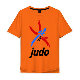Мужская футболка хлопок Oversize с принтом Дзюдо - Judo эмблема в Курске, 100% хлопок | свободный крой, круглый ворот, “спинка” длиннее передней части | дзюдо