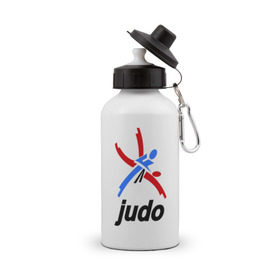 Бутылка спортивная с принтом Дзюдо - Judo эмблема в Курске, металл | емкость — 500 мл, в комплекте две пластиковые крышки и карабин для крепления | Тематика изображения на принте: дзюдо