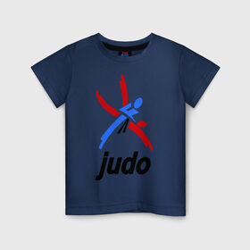 Детская футболка хлопок с принтом Дзюдо - Judo эмблема в Курске, 100% хлопок | круглый вырез горловины, полуприлегающий силуэт, длина до линии бедер | дзюдо