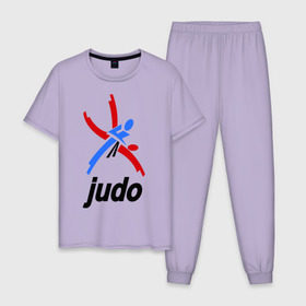 Мужская пижама хлопок с принтом Дзюдо - Judo эмблема в Курске, 100% хлопок | брюки и футболка прямого кроя, без карманов, на брюках мягкая резинка на поясе и по низу штанин
 | дзюдо