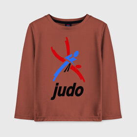 Детский лонгслив хлопок с принтом Дзюдо - Judo эмблема в Курске, 100% хлопок | круглый вырез горловины, полуприлегающий силуэт, длина до линии бедер | дзюдо