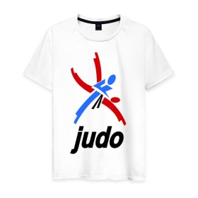 Мужская футболка хлопок с принтом Дзюдо - Judo эмблема в Курске, 100% хлопок | прямой крой, круглый вырез горловины, длина до линии бедер, слегка спущенное плечо. | дзюдо
