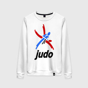 Женский свитшот хлопок с принтом Дзюдо - Judo эмблема в Курске, 100% хлопок | прямой крой, круглый вырез, на манжетах и по низу широкая трикотажная резинка  | дзюдо