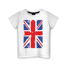 Детская футболка хлопок с принтом Британский флаг в Курске, 100% хлопок | круглый вырез горловины, полуприлегающий силуэт, длина до линии бедер | great britain | uk | united kingdom | английский флаг | британский флаг | флаг uk | флаг англии | флаг британии | флаг великобритании