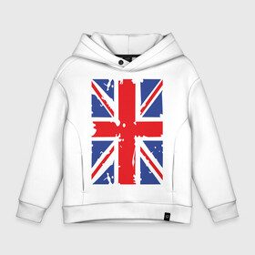 Детское худи Oversize хлопок с принтом Британский флаг в Курске, френч-терри — 70% хлопок, 30% полиэстер. Мягкий теплый начес внутри —100% хлопок | боковые карманы, эластичные манжеты и нижняя кромка, капюшон на магнитной кнопке | great britain | uk | united kingdom | английский флаг | британский флаг | флаг uk | флаг англии | флаг британии | флаг великобритании