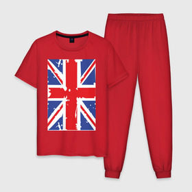 Мужская пижама хлопок с принтом Британский флаг в Курске, 100% хлопок | брюки и футболка прямого кроя, без карманов, на брюках мягкая резинка на поясе и по низу штанин
 | great britain | uk | united kingdom | английский флаг | британский флаг | флаг uk | флаг англии | флаг британии | флаг великобритании