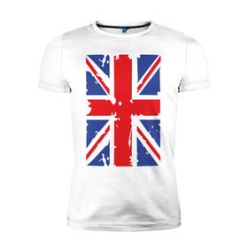 Мужская футболка премиум с принтом Британский флаг в Курске, 92% хлопок, 8% лайкра | приталенный силуэт, круглый вырез ворота, длина до линии бедра, короткий рукав | great britain | uk | united kingdom | английский флаг | британский флаг | флаг uk | флаг англии | флаг британии | флаг великобритании