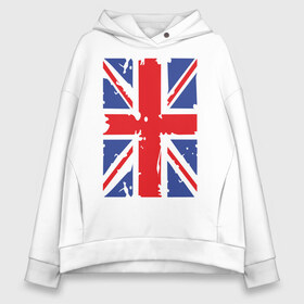 Женское худи Oversize хлопок с принтом Британский флаг в Курске, френч-терри — 70% хлопок, 30% полиэстер. Мягкий теплый начес внутри —100% хлопок | боковые карманы, эластичные манжеты и нижняя кромка, капюшон на магнитной кнопке | great britain | uk | united kingdom | английский флаг | британский флаг | флаг uk | флаг англии | флаг британии | флаг великобритании
