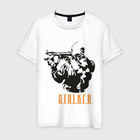 Мужская футболка хлопок с принтом Stalker 2 в Курске, 100% хлопок | прямой крой, круглый вырез горловины, длина до линии бедер, слегка спущенное плечо. | 