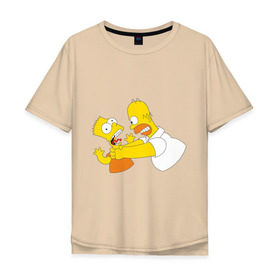 Мужская футболка хлопок Oversize с принтом Гомер душит Барта в Курске, 100% хлопок | свободный крой, круглый ворот, “спинка” длиннее передней части | гомер