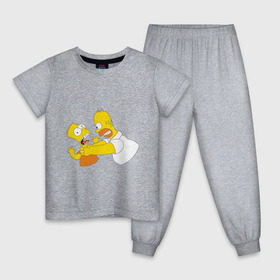 Детская пижама хлопок с принтом Гомер душит Барта в Курске, 100% хлопок |  брюки и футболка прямого кроя, без карманов, на брюках мягкая резинка на поясе и по низу штанин
 | гомер