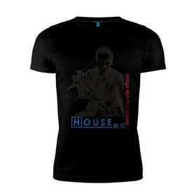 Мужская футболка премиум с принтом House m.d. Genious в Курске, 92% хлопок, 8% лайкра | приталенный силуэт, круглый вырез ворота, длина до линии бедра, короткий рукав | house | house md | доктор хауз | доктор хаус | хаус | хью лори