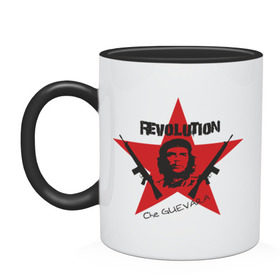 Кружка двухцветная с принтом Che Guevara - revolution в Курске, керамика | объем — 330 мл, диаметр — 80 мм. Цветная ручка и кайма сверху, в некоторых цветах — вся внутренняя часть | Тематика изображения на принте: che guevara | revolution | гевара | звезда | куба | революция | че