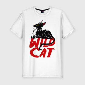 Мужская футболка премиум с принтом Wild Cat (2) в Курске, 92% хлопок, 8% лайкра | приталенный силуэт, круглый вырез ворота, длина до линии бедра, короткий рукав | wild cat | дикая кошка | киса | кошечка | кошка | кошки
