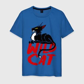Мужская футболка хлопок с принтом Wild Cat (2) в Курске, 100% хлопок | прямой крой, круглый вырез горловины, длина до линии бедер, слегка спущенное плечо. | wild cat | дикая кошка | киса | кошечка | кошка | кошки