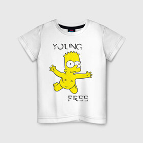 Детская футболка хлопок с принтом Young and free в Курске, 100% хлопок | круглый вырез горловины, полуприлегающий силуэт, длина до линии бедер | 