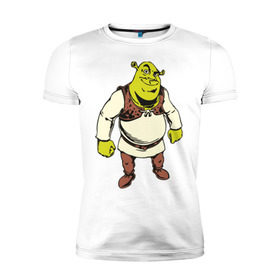Мужская футболка премиум с принтом Shrek (3) в Курске, 92% хлопок, 8% лайкра | приталенный силуэт, круглый вырез ворота, длина до линии бедра, короткий рукав | shrek | шрек
