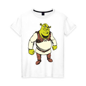 Женская футболка хлопок с принтом Shrek (3) в Курске, 100% хлопок | прямой крой, круглый вырез горловины, длина до линии бедер, слегка спущенное плечо | shrek | шрек